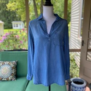 Anthropologie Cloth & Stone Etta Chambray Popover